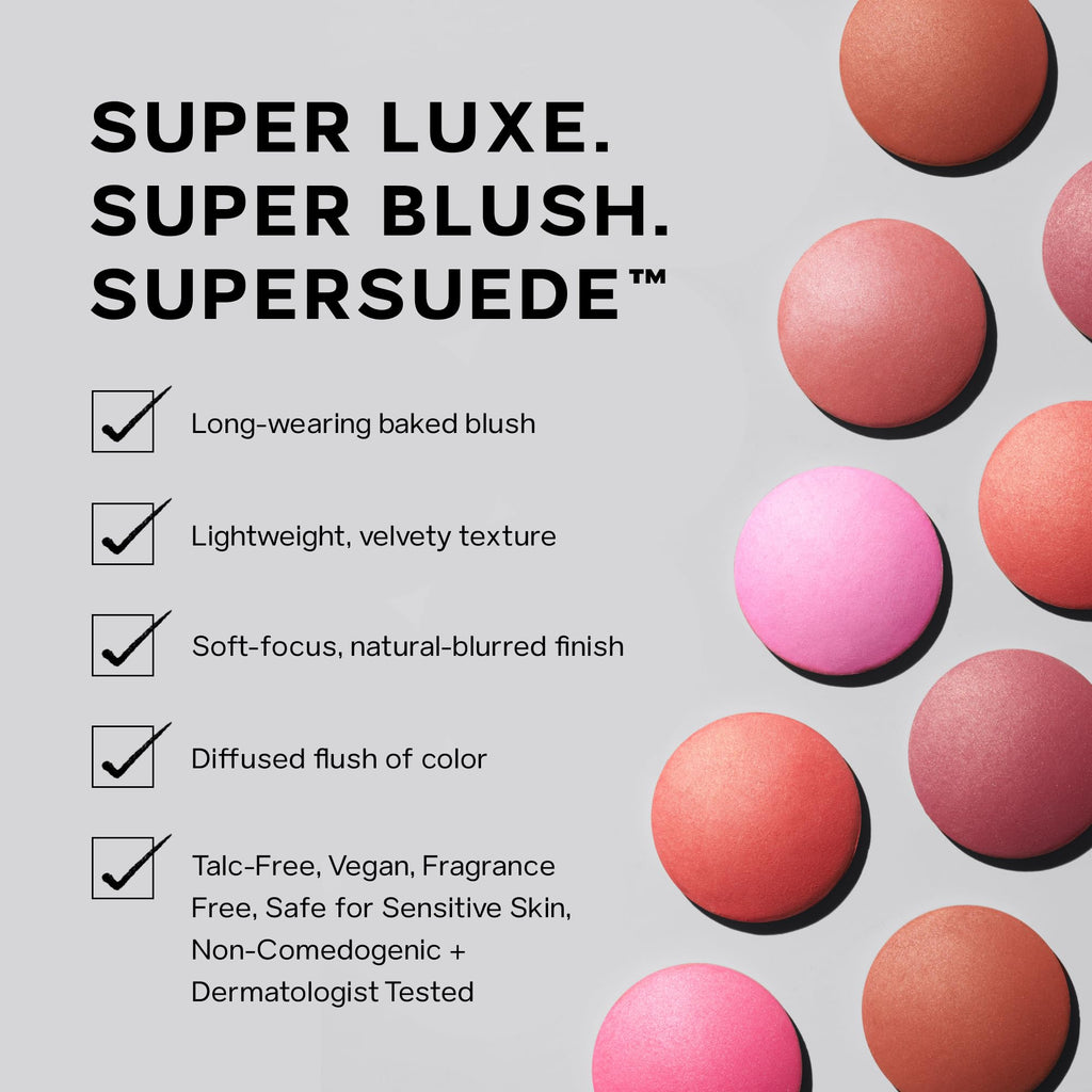Saie SuperSuede Baked Blush – Talc-Free Hydrating Cheek Color with Hyaluronic Acid (Bella, 0.1 oz)