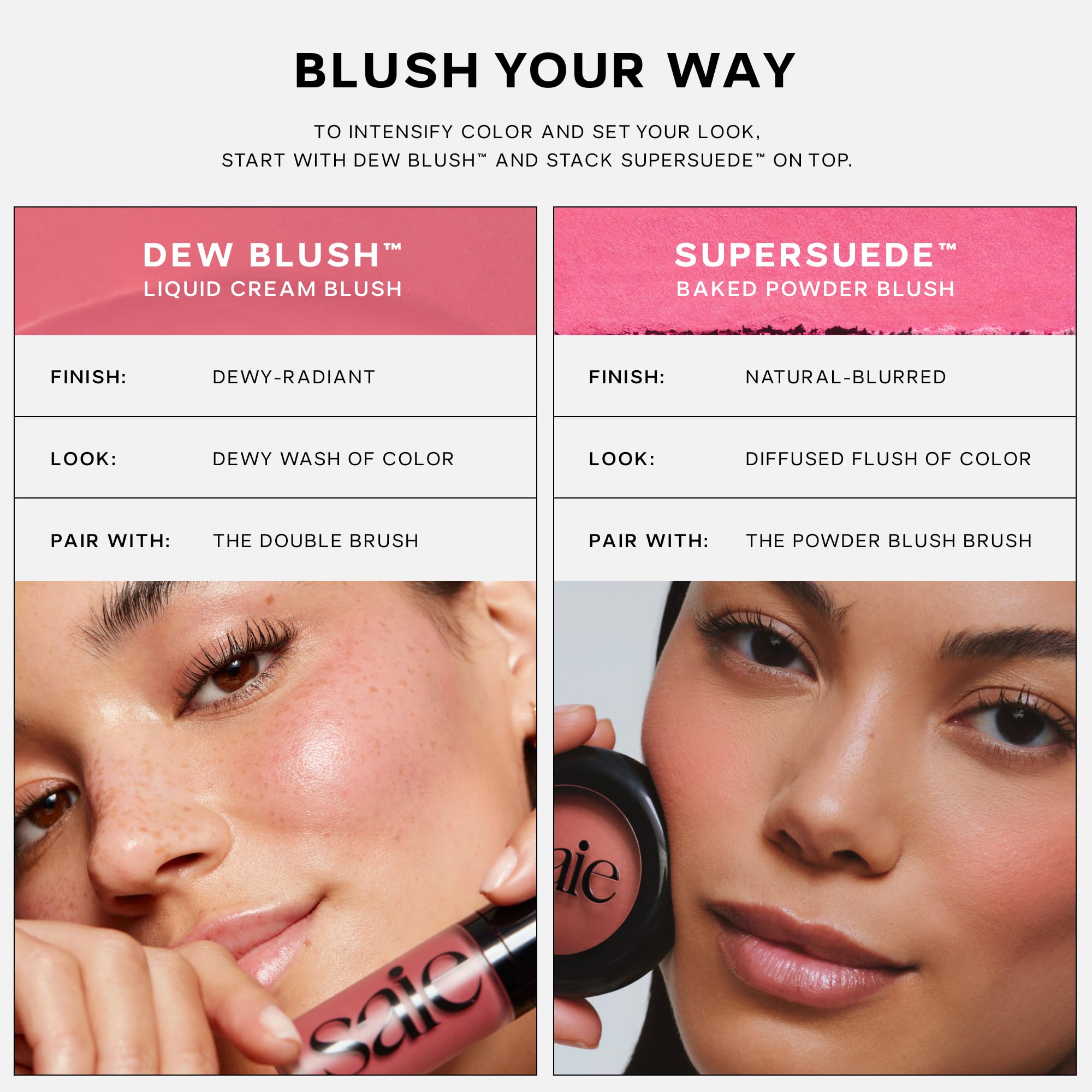 Saie SuperSuede Baked Blush – Talc-Free Hydrating Cheek Color with Hyaluronic Acid (Bella, 0.1 oz)