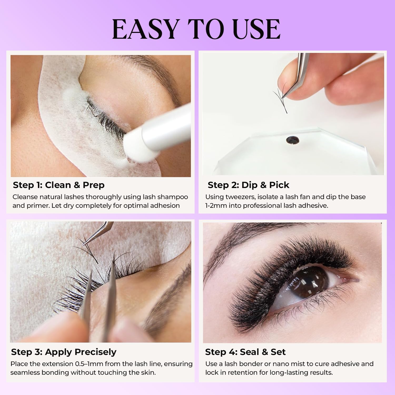 SAIGON LASH Wispy Promade Fans 3D-5D-6D-8D | Narrow Base Laser Tech Eyelash Extensions, Black D 0.07 7mm 5D