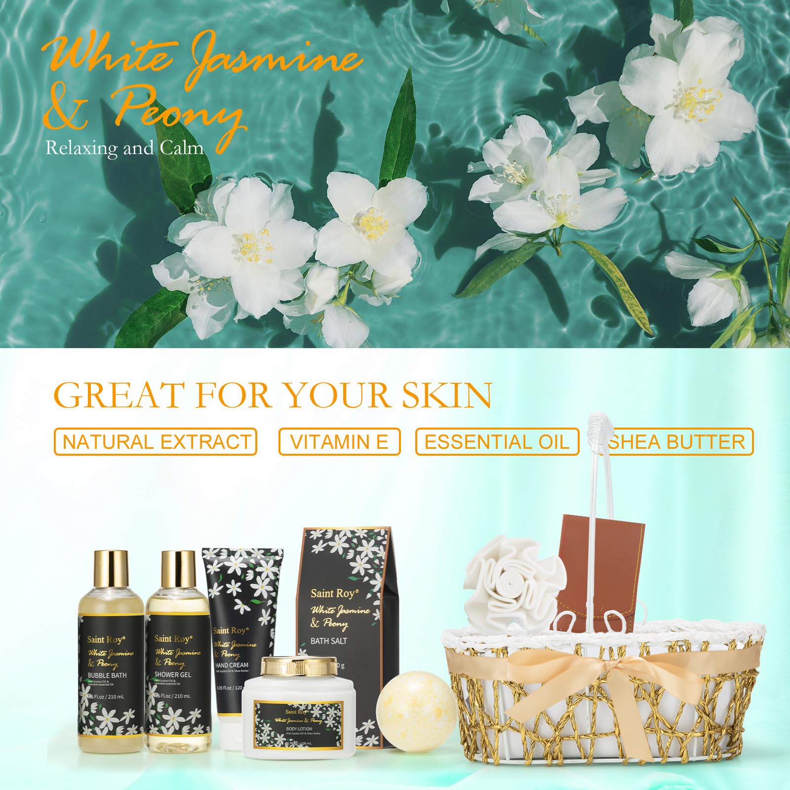 Saint Roy Spa Gift Basket Set for Women – Luxury Bath & Body Gift