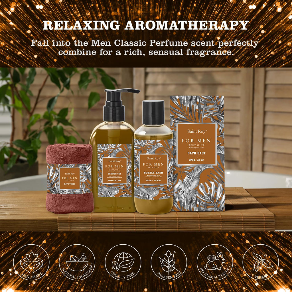 Saint Roy Christmas Spa Gift Basket – 15-Piece Men’s Grooming & Bath Set