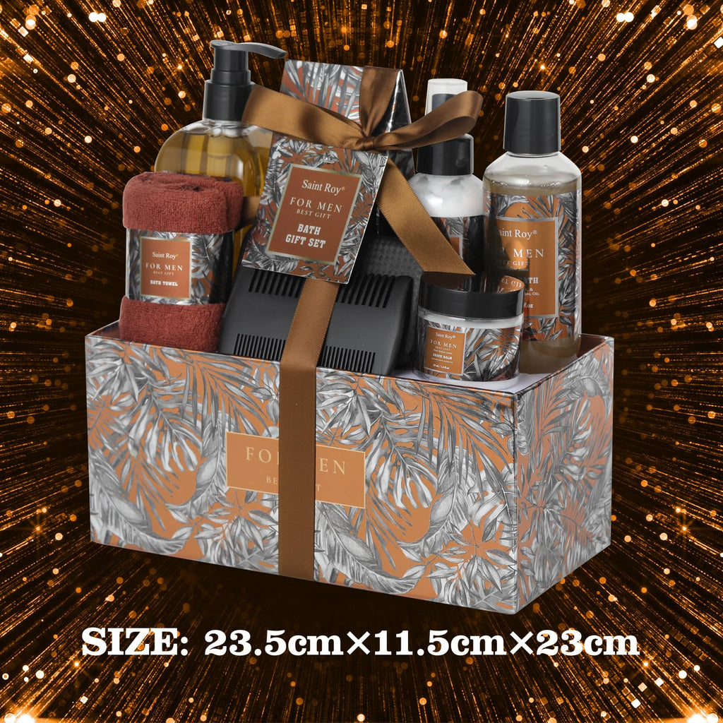 Saint Roy Christmas Spa Gift Basket – 15-Piece Men’s Grooming & Bath Set