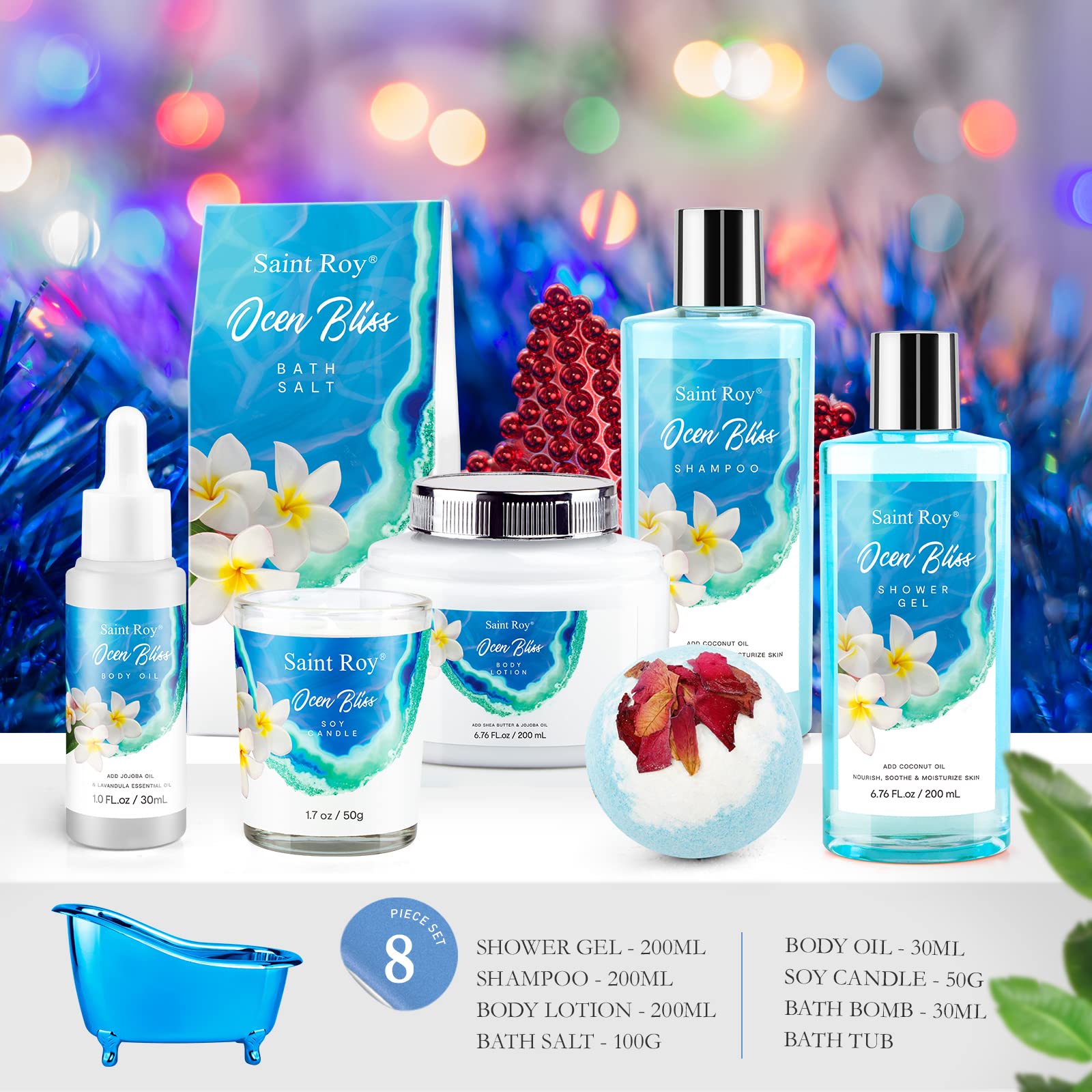 Saint Roy Ocean Vanilla Bath & Body Gift Set – 8-Piece Luxury Spa Kit