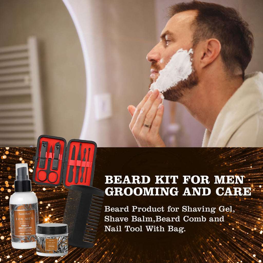 Saint Roy Christmas Spa Gift Basket – 15-Piece Men’s Grooming & Bath Set