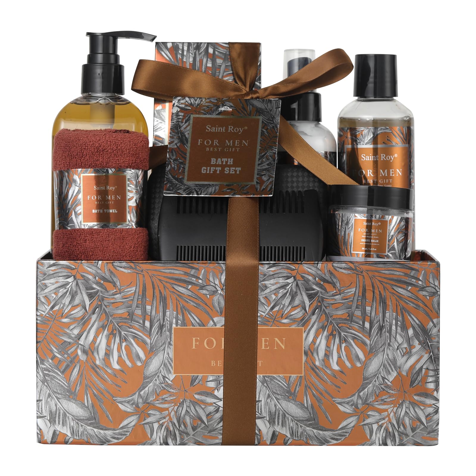 Saint Roy Christmas Spa Gift Basket – 15-Piece Men’s Grooming & Bath Set