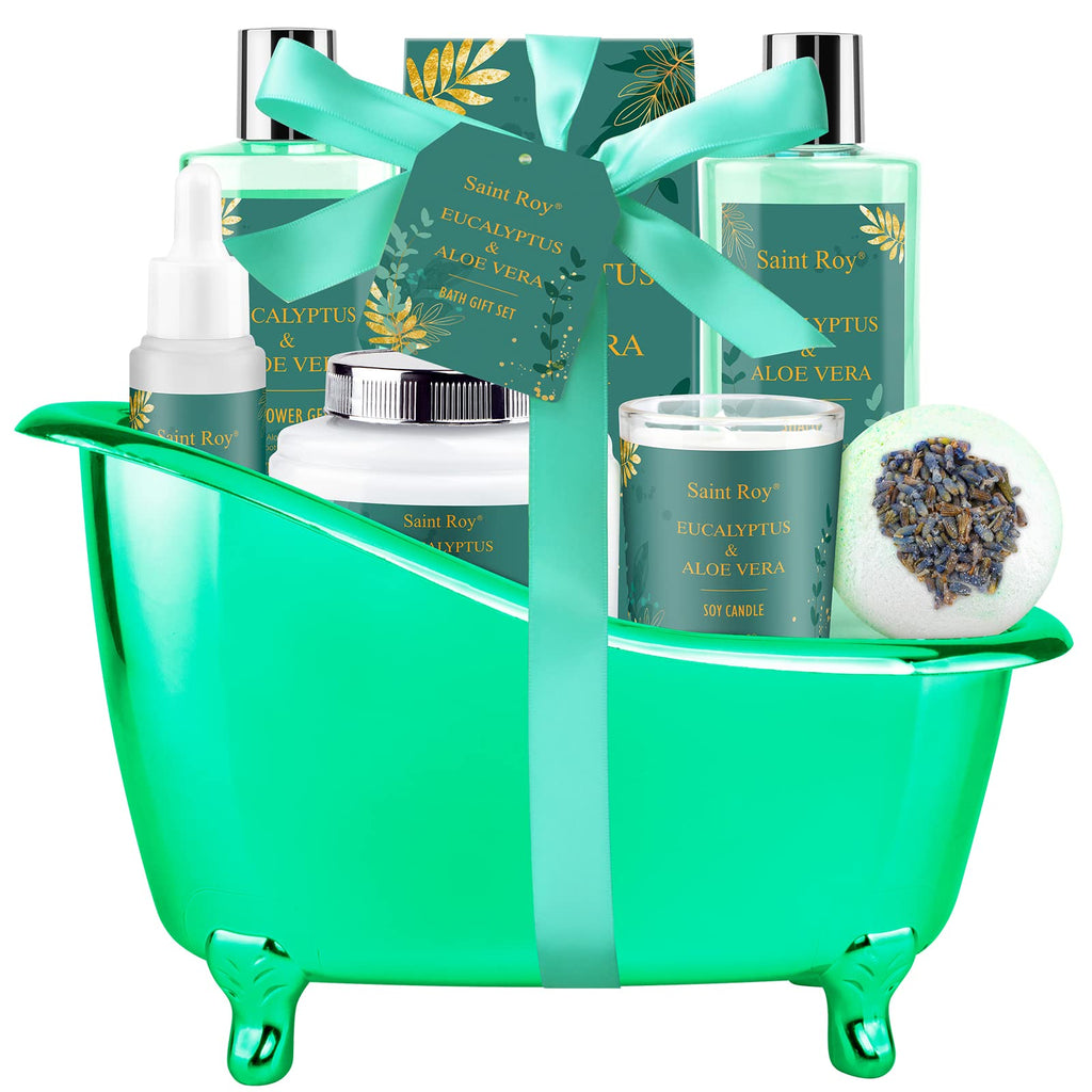 Saint Roy Spa Gift Basket | Luxury 8-Piece At-Home Bath & Body Set