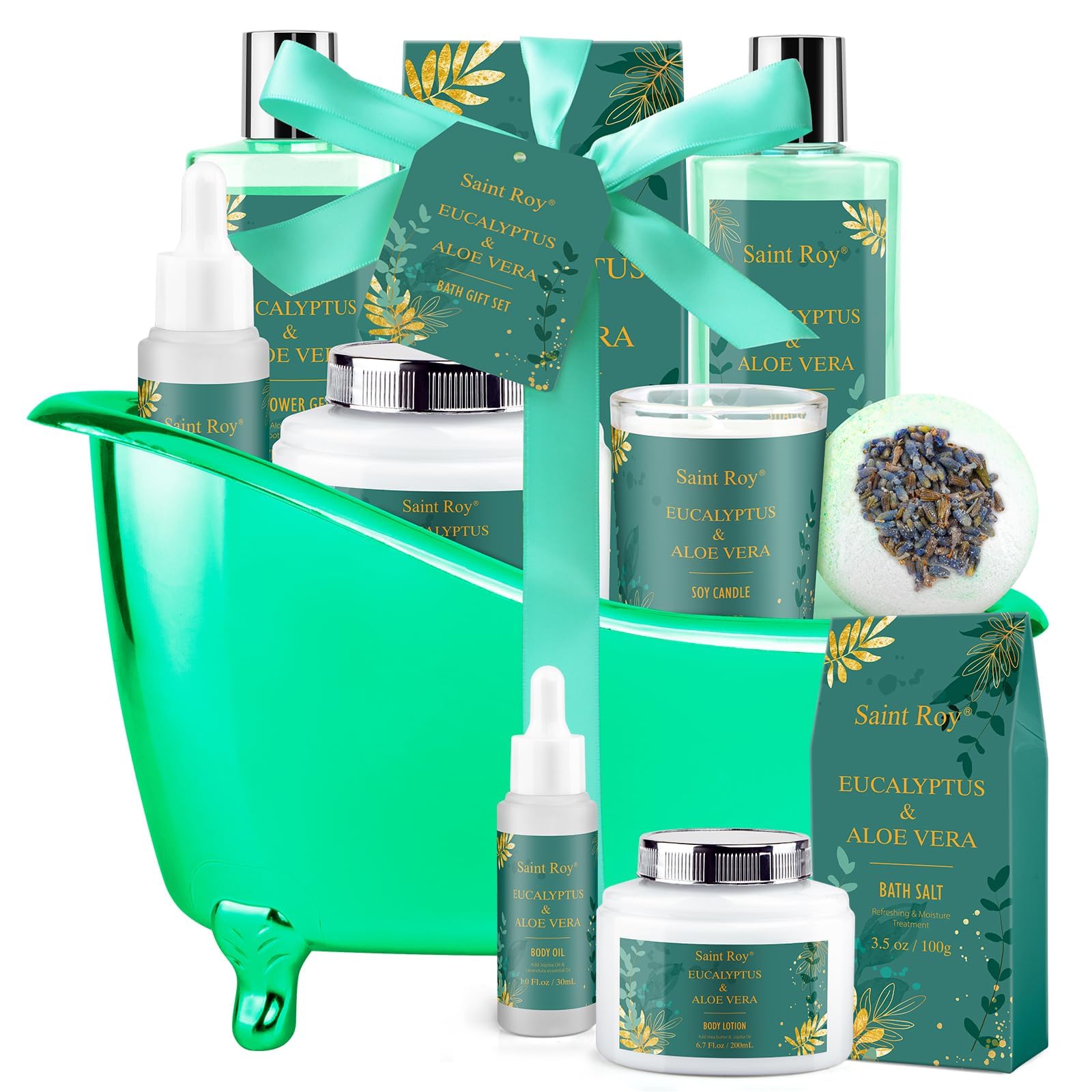 Saint Roy Spa Gift Basket | Luxury 8-Piece At-Home Bath & Body Set