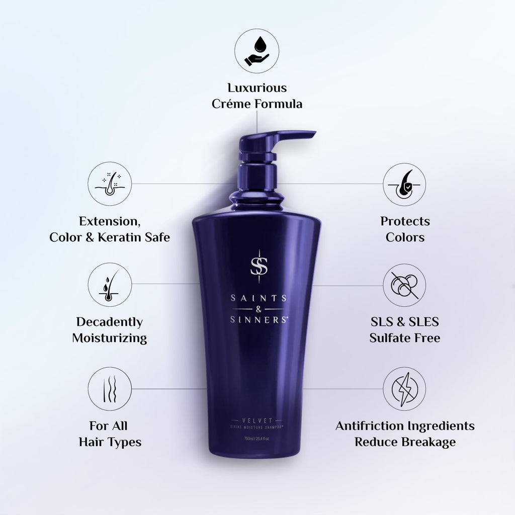 Saints & Sinners Velvet Divine Moisture Shampoo – Sulfate-Free Moisture for Damaged, Color-Treated Hair