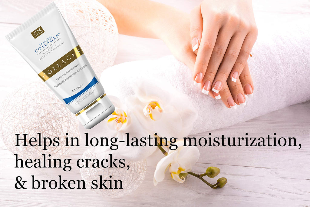 Salcoll Pure Bioactive Anti-Aging Collagen Repair Hand Cream – Hypoallergenic Moisturizer (150 ml)