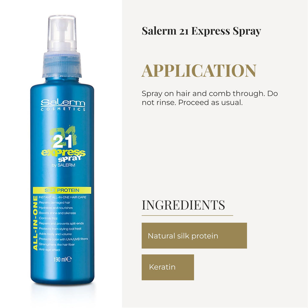 SALERM 21 Express Leave-In Mask Spray | Silk Proteins, Heat Protection, Frizz Control – 190 ml