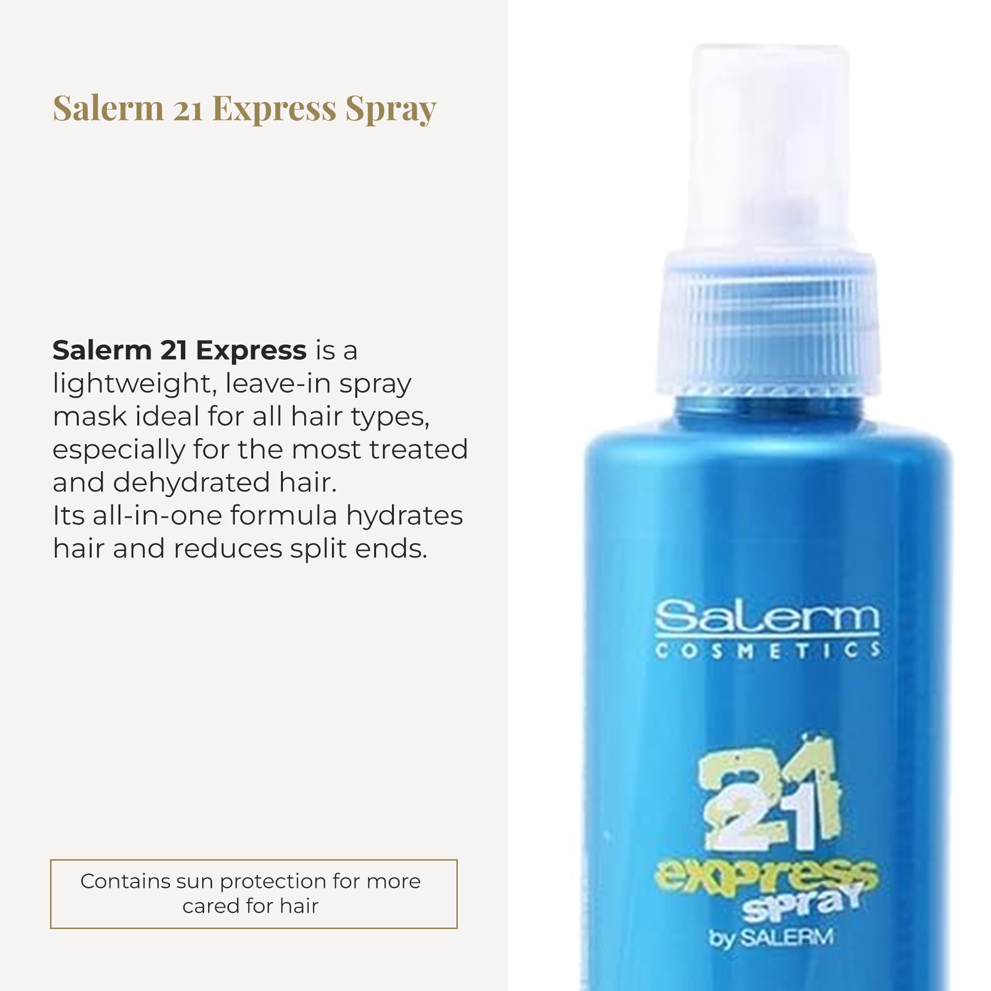SALERM 21 Express Leave-In Mask Spray | Silk Proteins, Heat Protection, Frizz Control – 190 ml