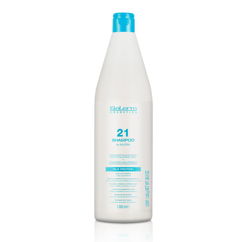 SALERM 21 Hydrating Shampoo with Silk Proteins – 1000 ml for Dry & Damaged Hair | Heat Protection