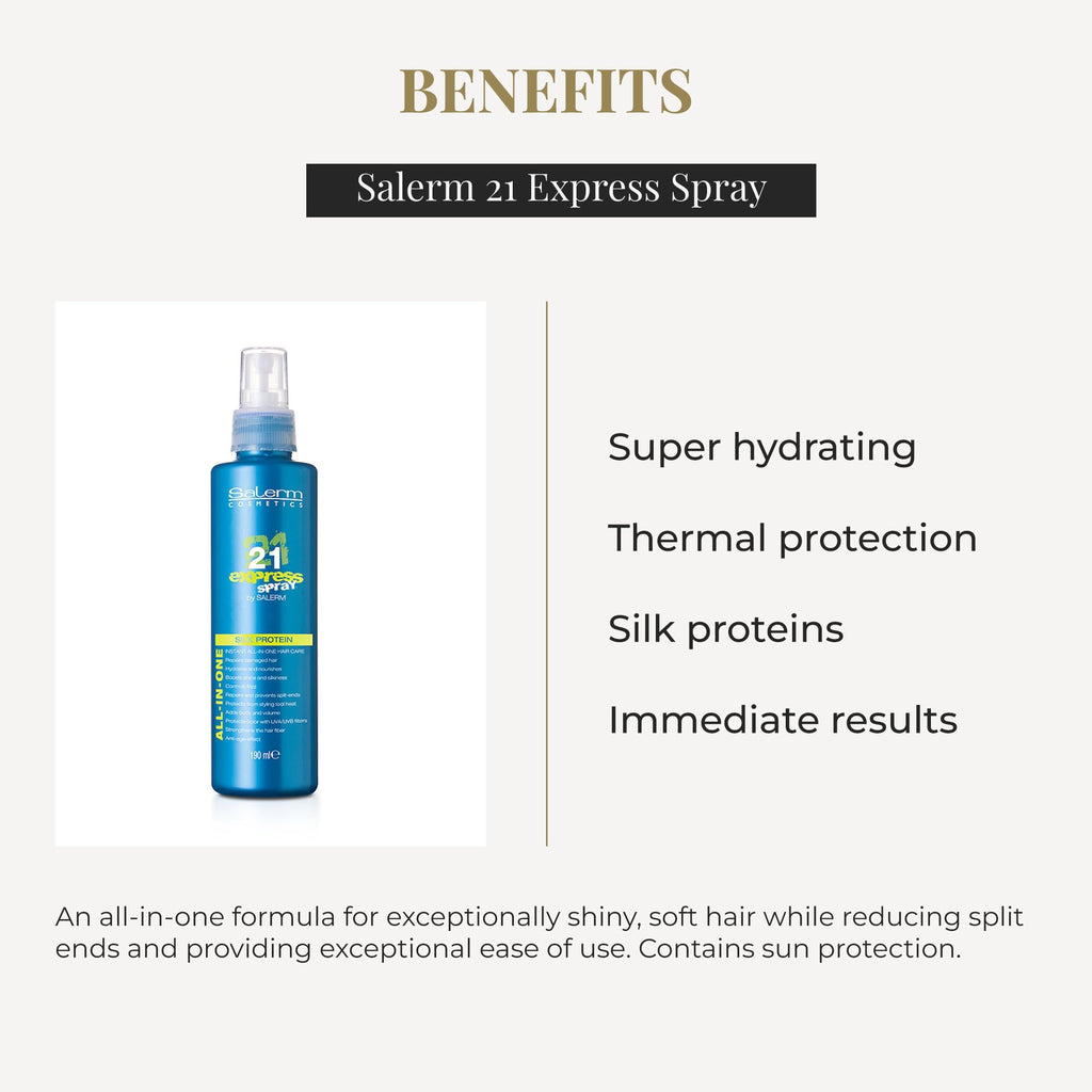 SALERM 21 Express Leave-In Mask Spray | Silk Proteins, Heat Protection, Frizz Control – 190 ml