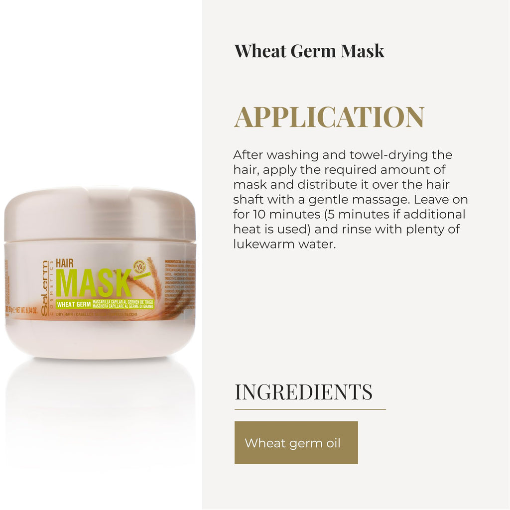 SALERM Nourishing Hair Mask with Wheat Germ – Deep Hydration for Dry & Damaged Hair | 6.74 oz