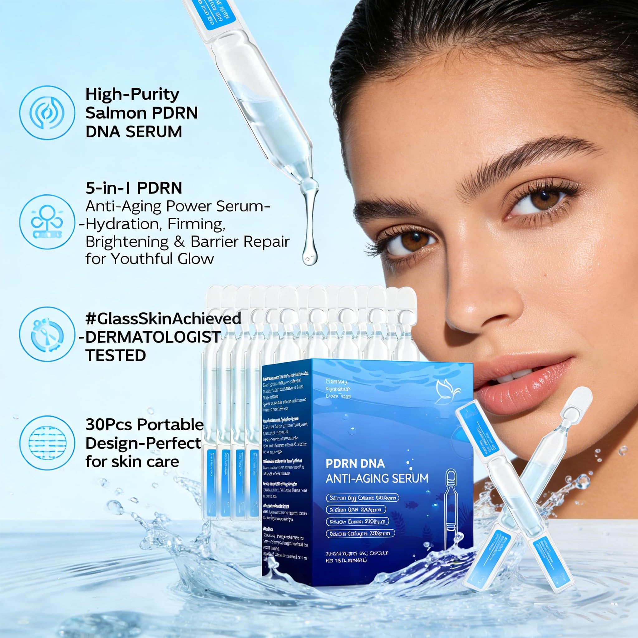 Salmon DNA PPRN Serum – 5000ppm PDRN, 6 Hyaluronic Acids, Niacinamide & Glutathione, Korean Anti-Aging