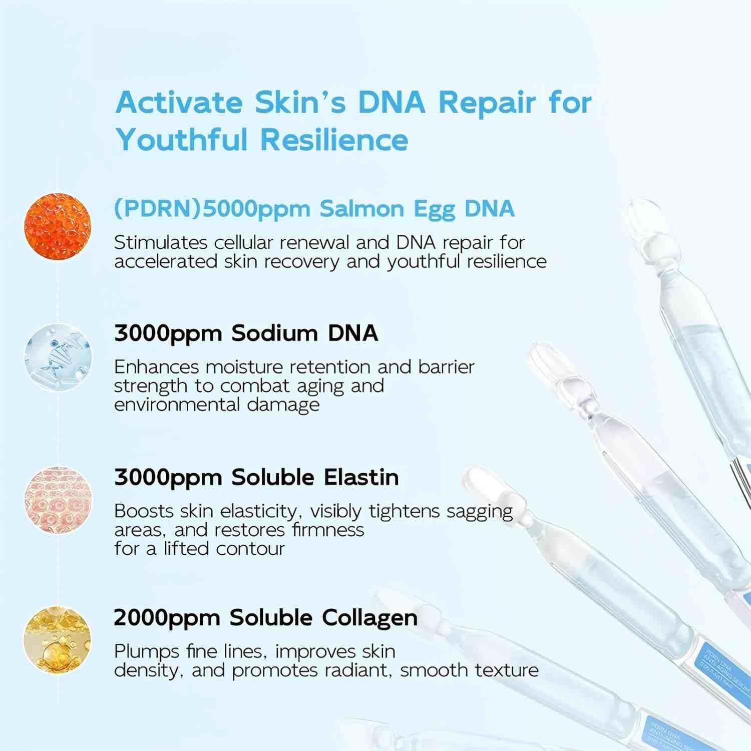 Salmon DNA PPRN Serum – 5000ppm PDRN, 6 Hyaluronic Acids, Niacinamide & Glutathione, Korean Anti-Aging