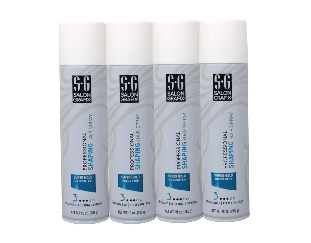 Salon Grafix Professional Shaping Hair Spray – Super Hold, Unscented, 10 oz (Pack of 4)