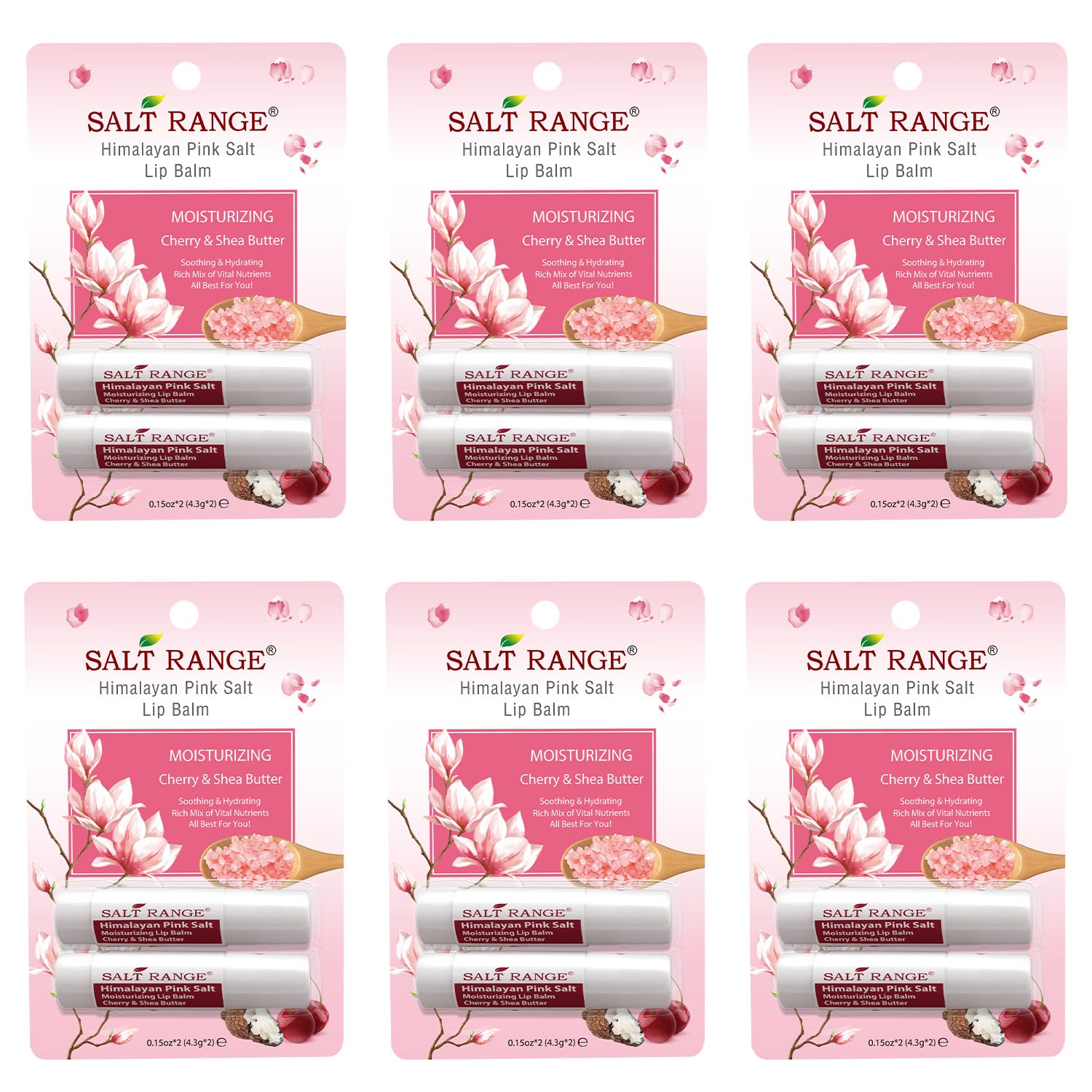 Salt Range Lip Balm with Cherry & Shea Butter — 12-Piece Organic Hydration