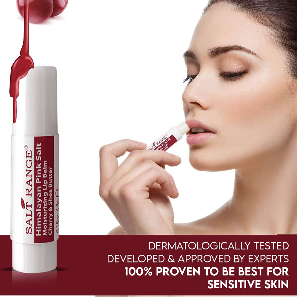 Salt Range Lip Balm with Cherry & Shea Butter – Hydrating Organic Lip Moisturizer, 12-Count Pack