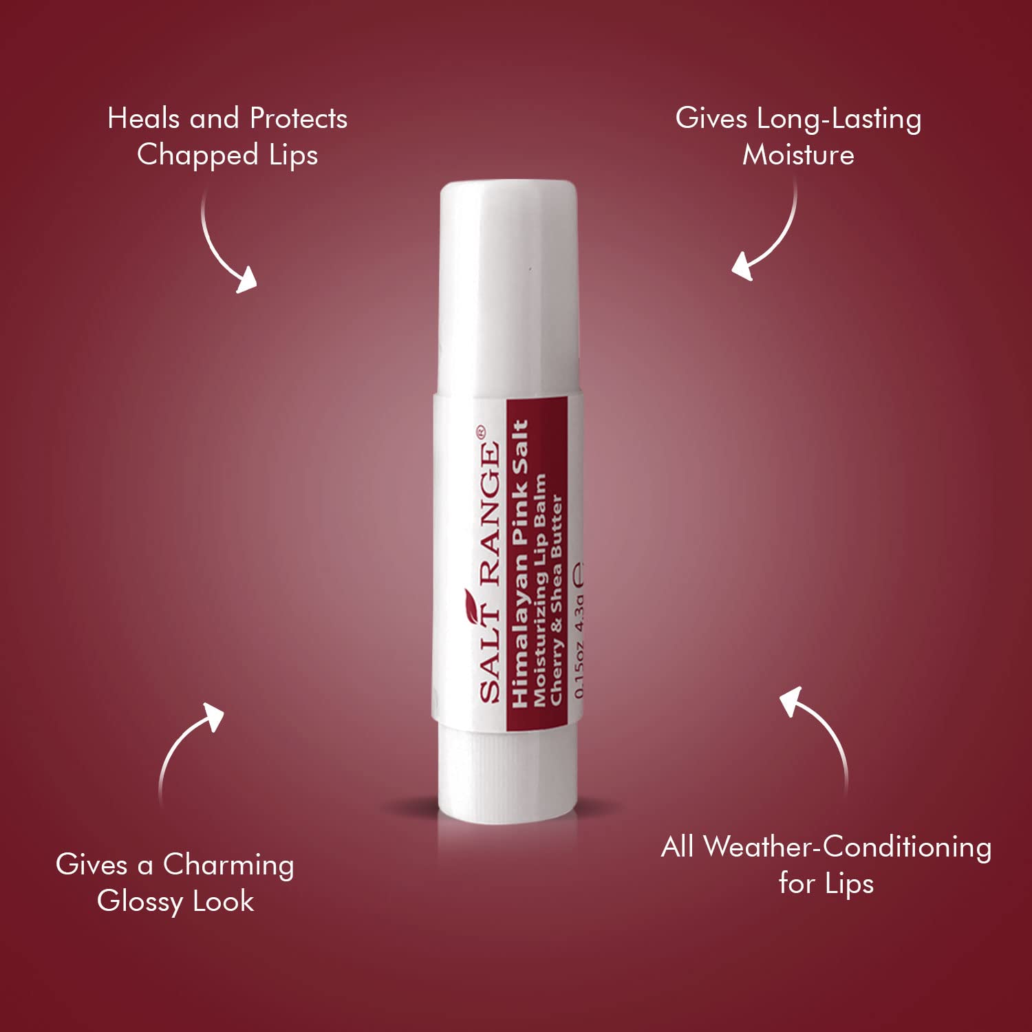 Salt Range Lip Balm with Cherry & Shea Butter – Hydrating Organic Lip Moisturizer, 12-Count Pack