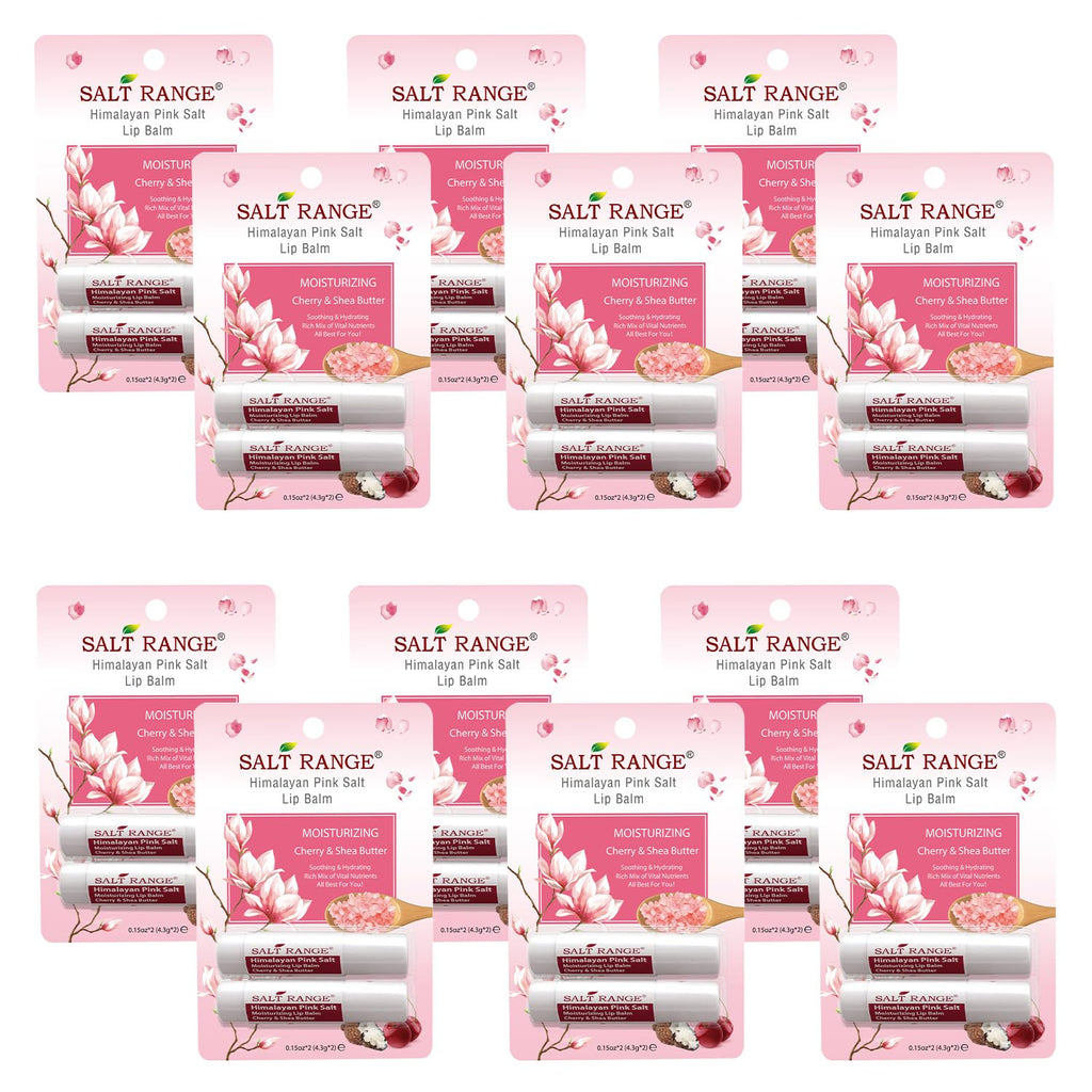 Salt Range Lip Balm with Cherry & Shea Butter – Hydrating Organic Lip Moisturizer, 12-Count Pack