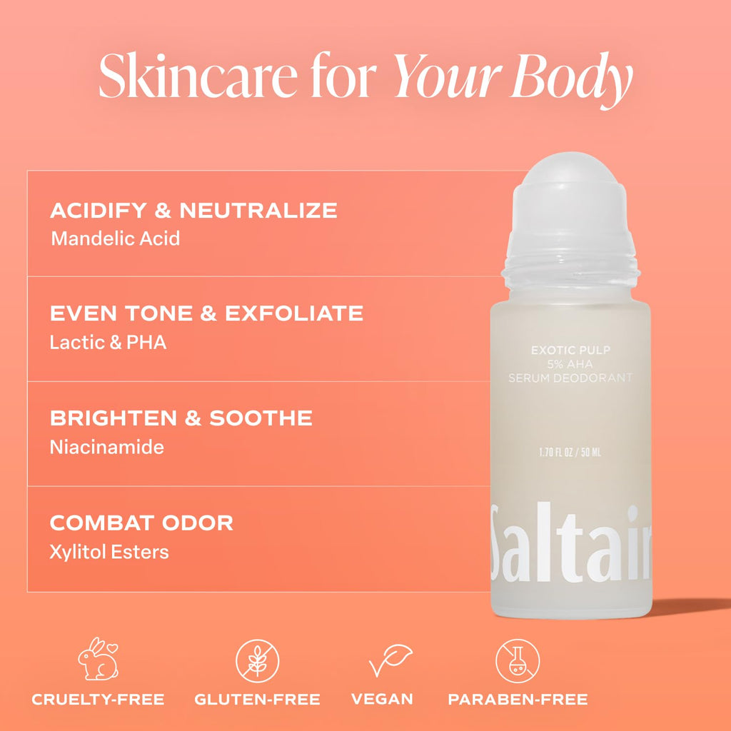 Saltair Serum Deodorant Exotic Pulp 2-Pack – 5% AHA, Aluminum-Free