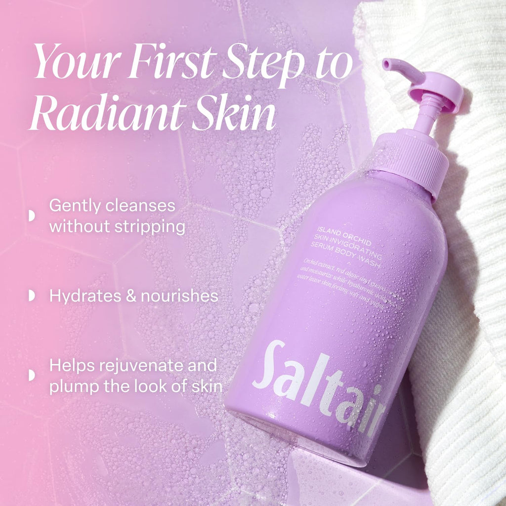 Saltair Island Orchid 2-Pack Body Wash – Moisturizing Cleanser with Monoi Oil & Cupuacu Butter