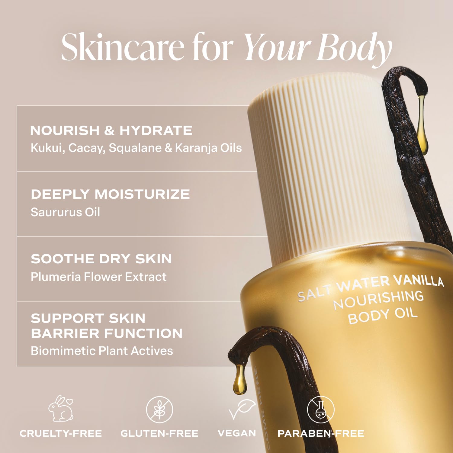 Saltair Body Oil - Luxurious Salt Water Vanilla After Shower & Bath Oil | Non-Greasy Moisturizer 4oz Pump