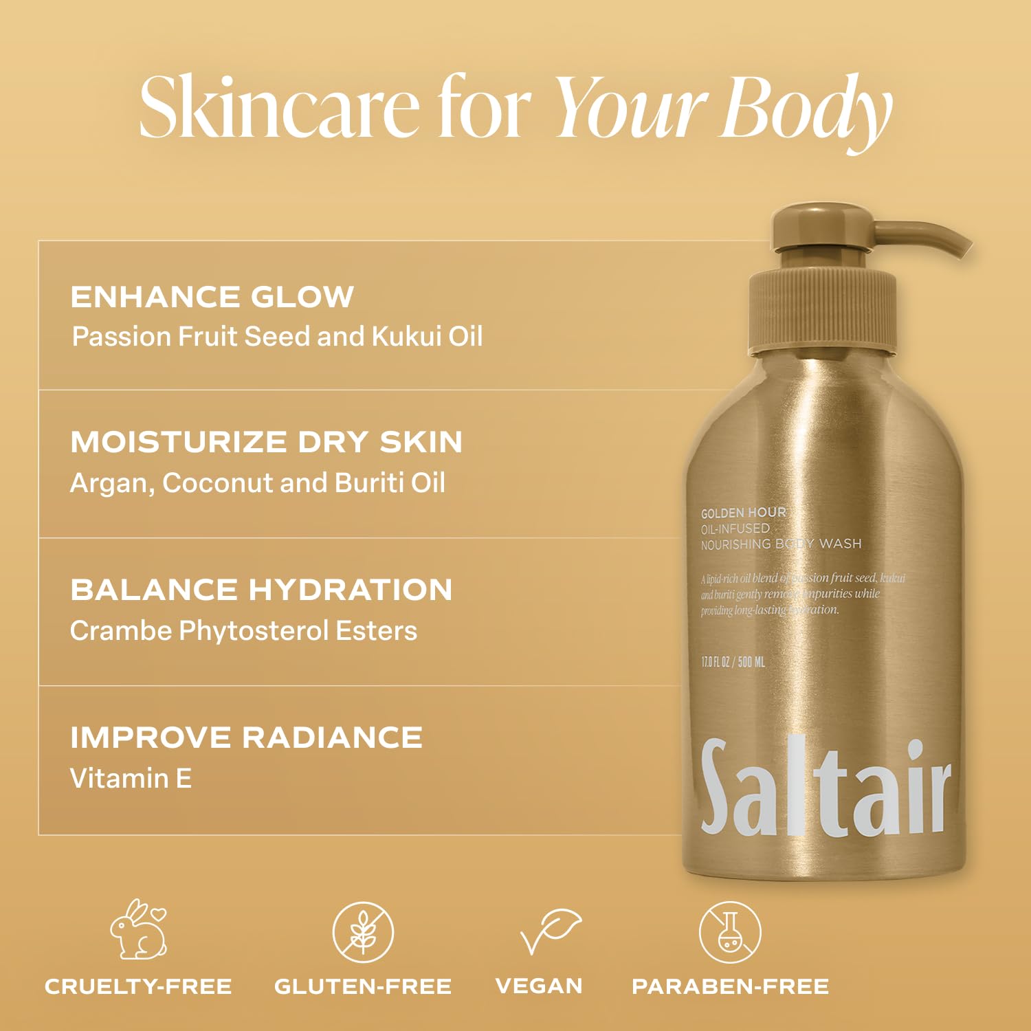 Saltair Golden Hour Body Wash 2-Pack – Moisturizing Vegan Shower Gel