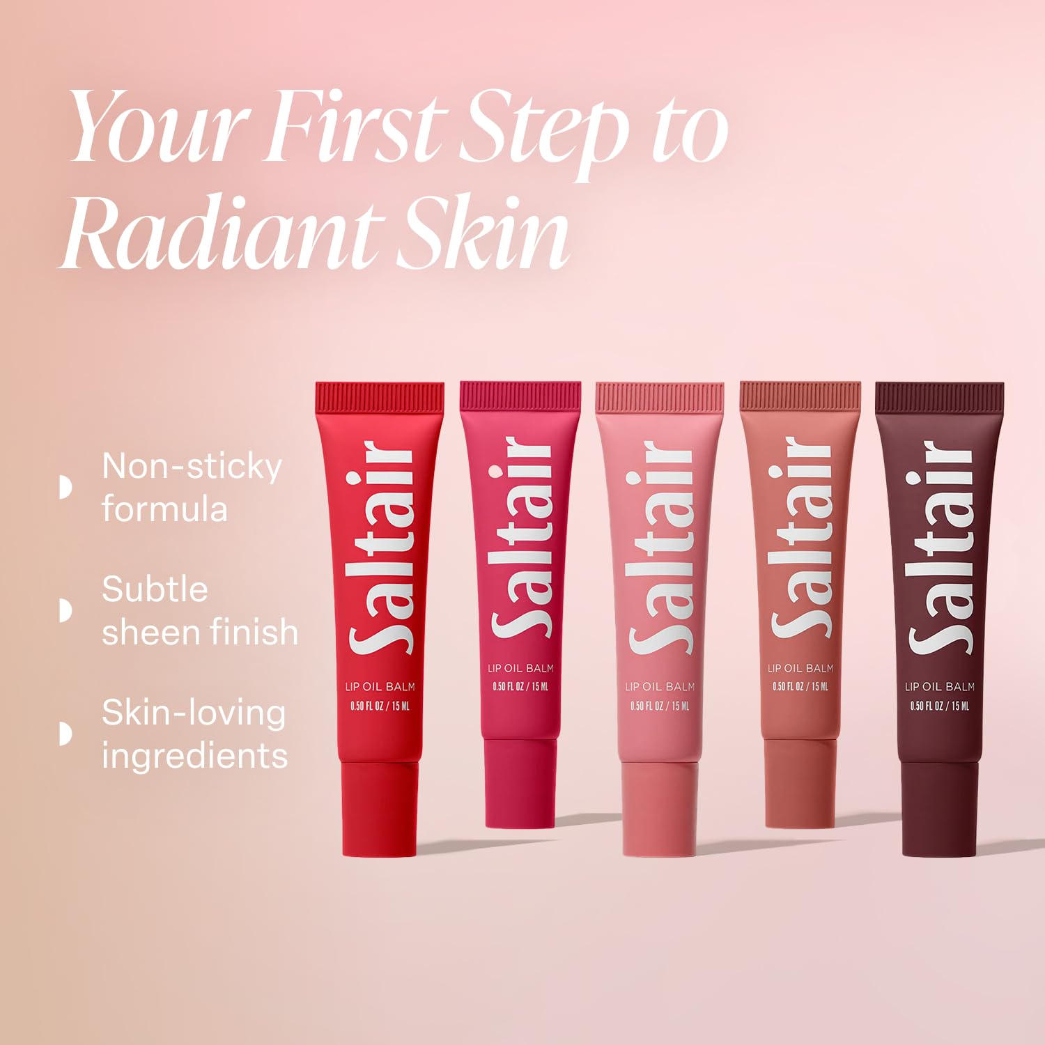 Saltair Hydrating Lip Oil Balm 5-Pack – Clear & Tinted Lip Glosses, Vegan Conditioning