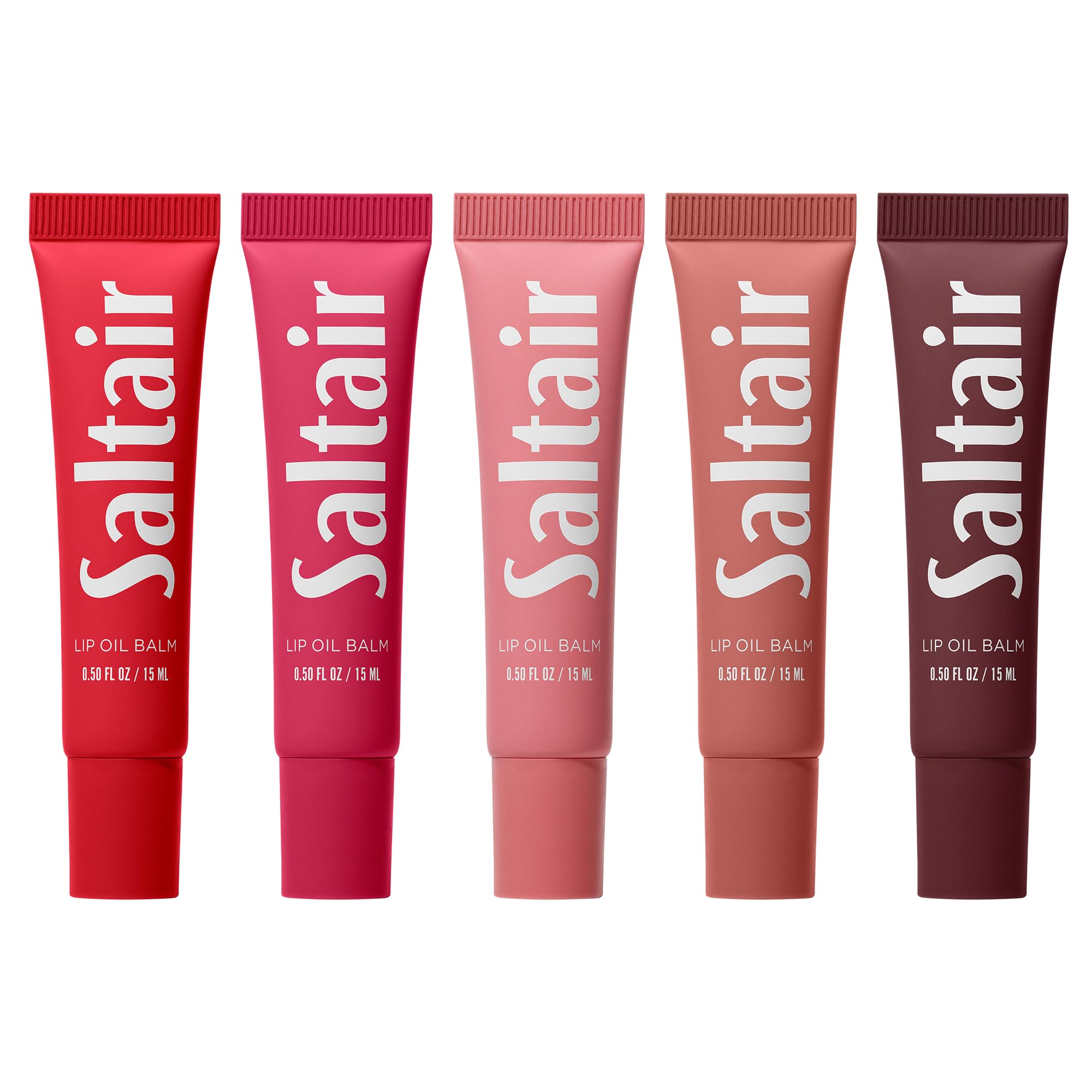 Saltair Hydrating Lip Oil Balm 5-Pack – Clear & Tinted Lip Glosses, Vegan Conditioning