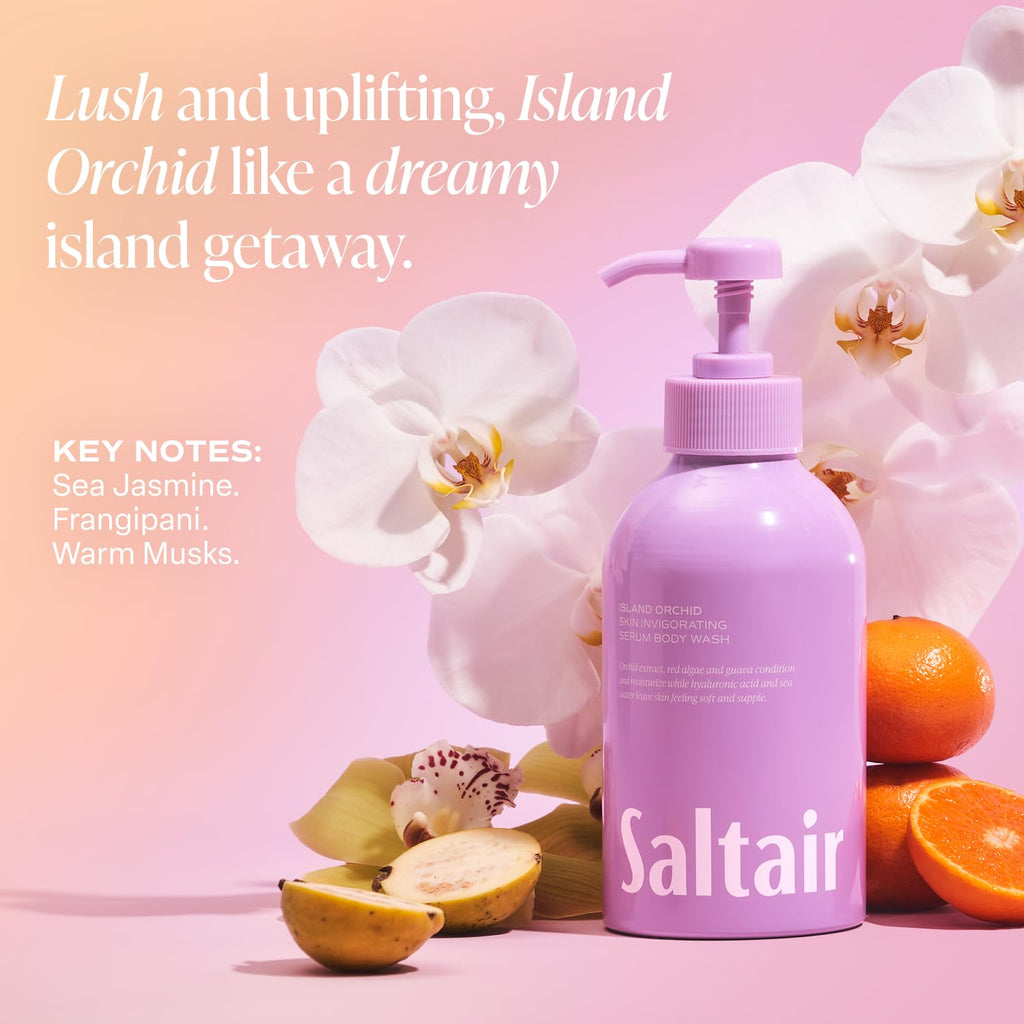 Saltair Island Orchid 2-Pack Body Wash – Moisturizing Cleanser with Monoi Oil & Cupuacu Butter