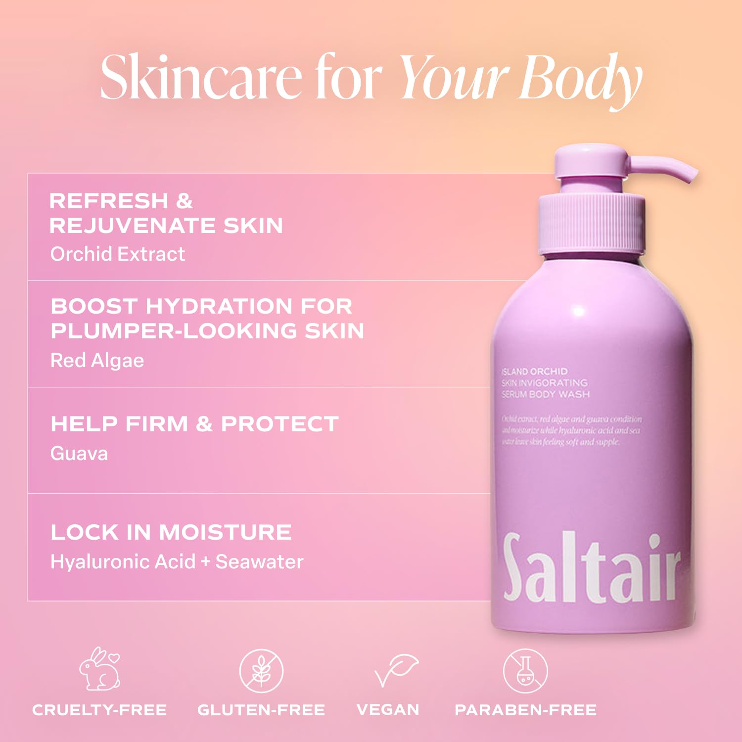 Saltair Island Orchid 2-Pack Body Wash – Moisturizing Cleanser with Monoi Oil & Cupuacu Butter