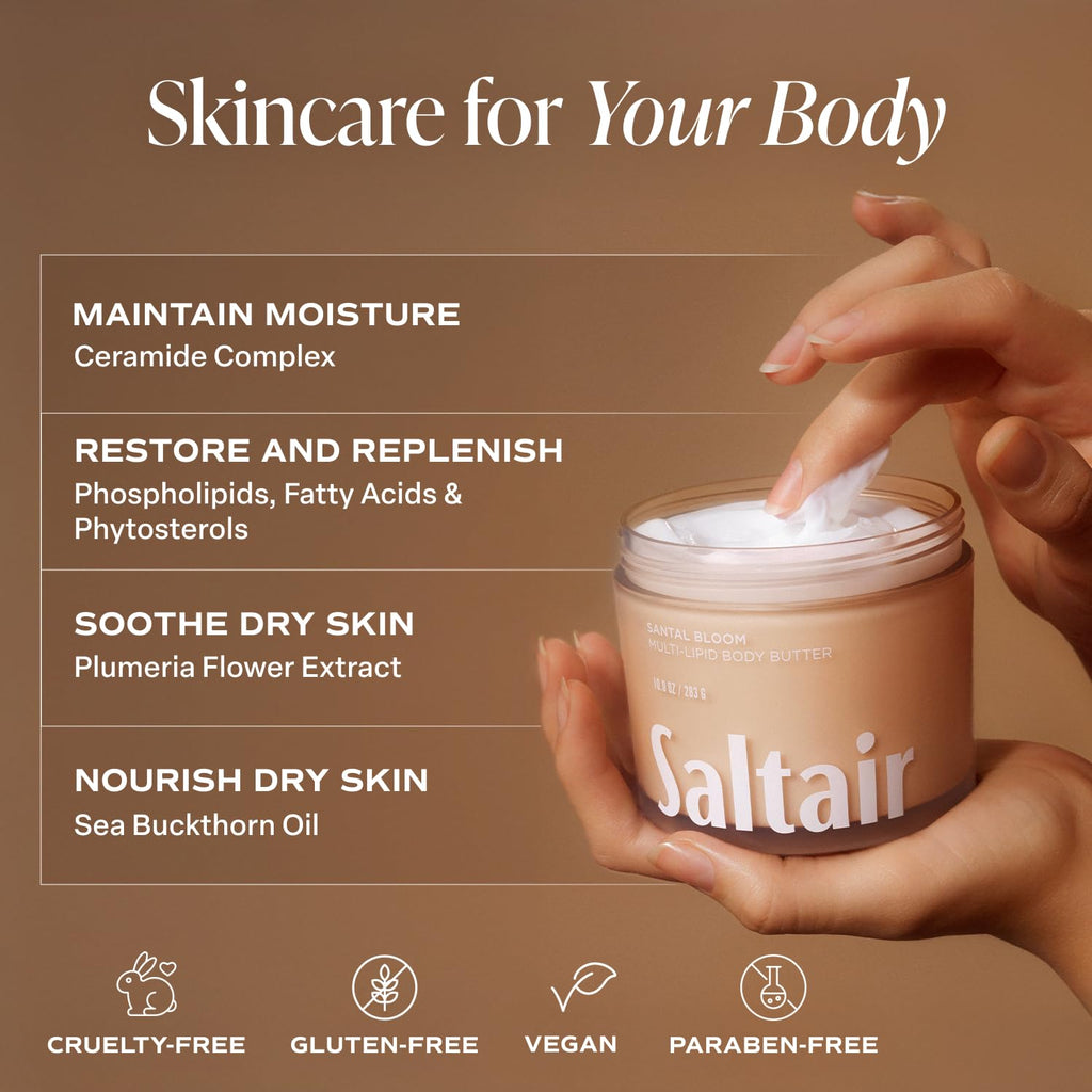 Saltair Multi-Lipid Body Butter – Rich Hydration with Ceramide Complex | Santal Bloom 10oz