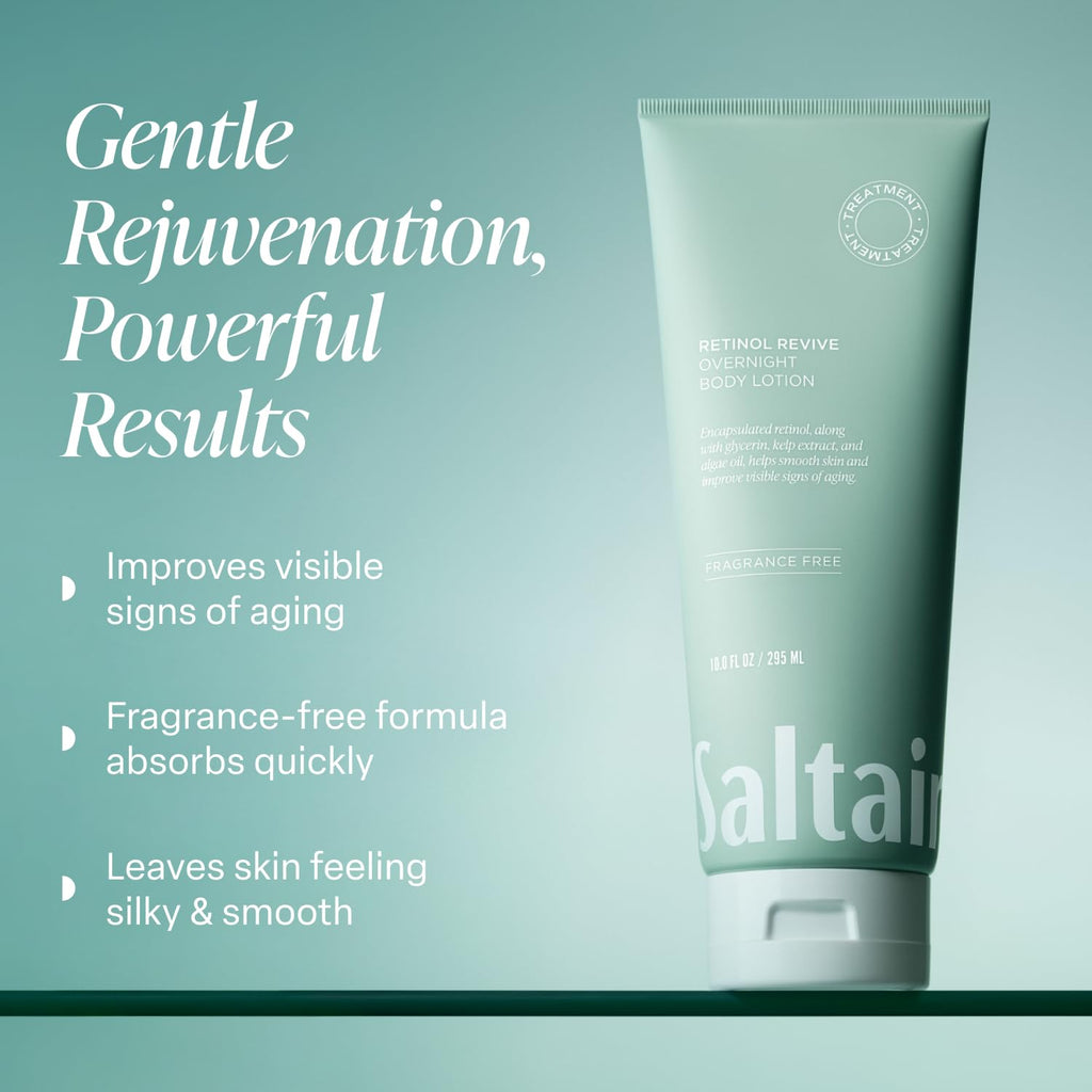 Saltair Retinol Revive Night Lotion – Dual-Action Body Moisturizer, 13oz Pump