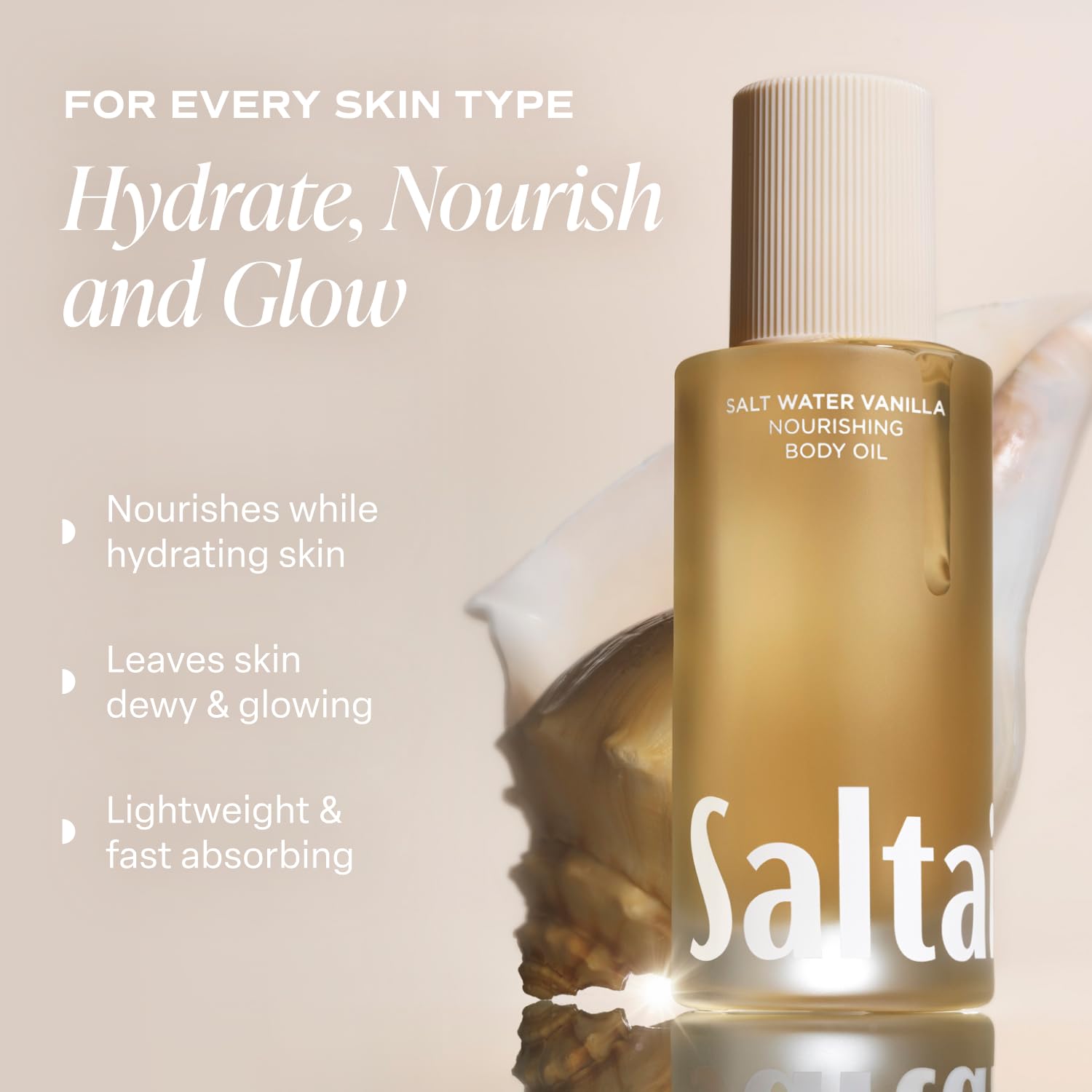Saltair Body Oil - Luxurious Salt Water Vanilla After Shower & Bath Oil | Non-Greasy Moisturizer 4oz Pump