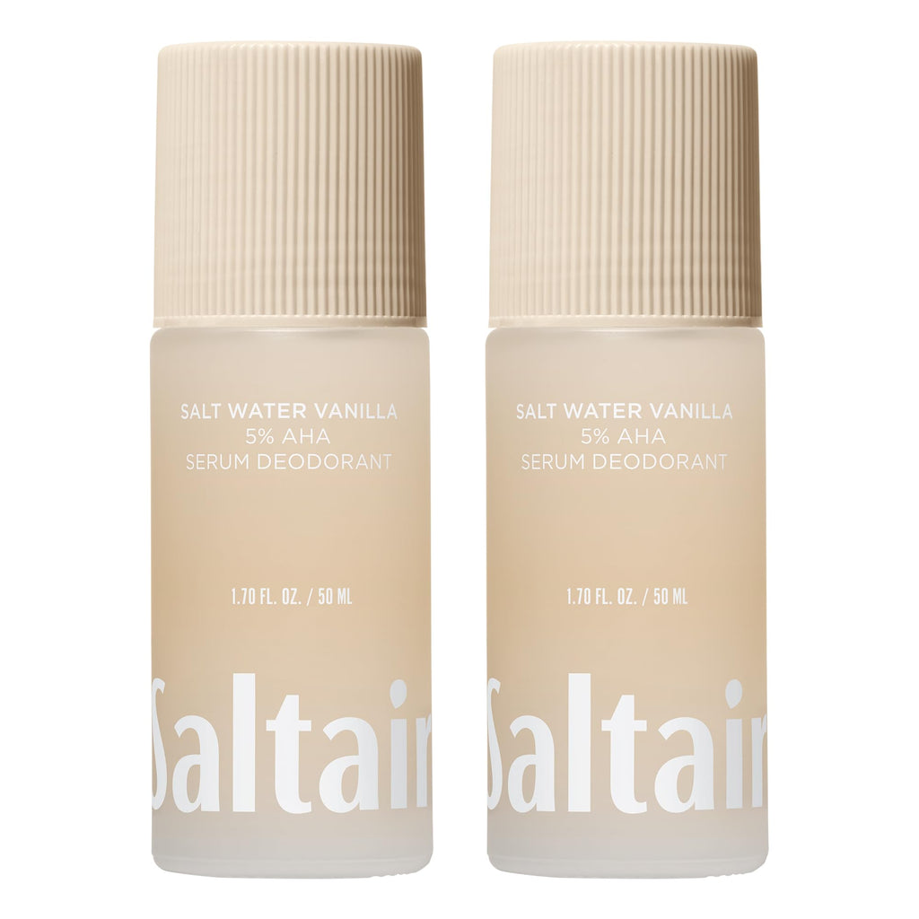 Saltair Serum Deodorant Salt Water Vanilla 2 Pack — 5% AHA Formula, Aluminum-Free Odor Control