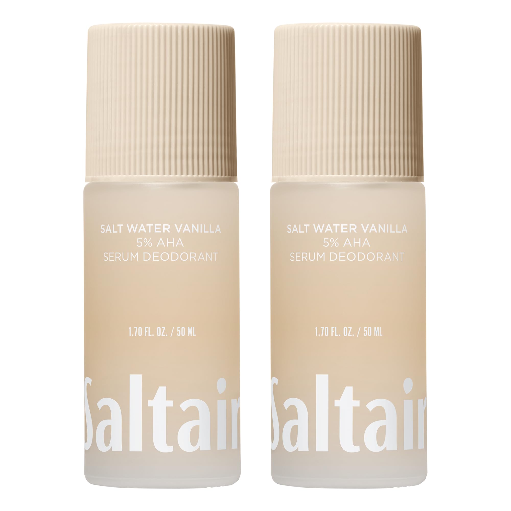 Saltair Serum Deodorant Salt Water Vanilla 2 Pack — 5% AHA Formula, Aluminum-Free Odor Control