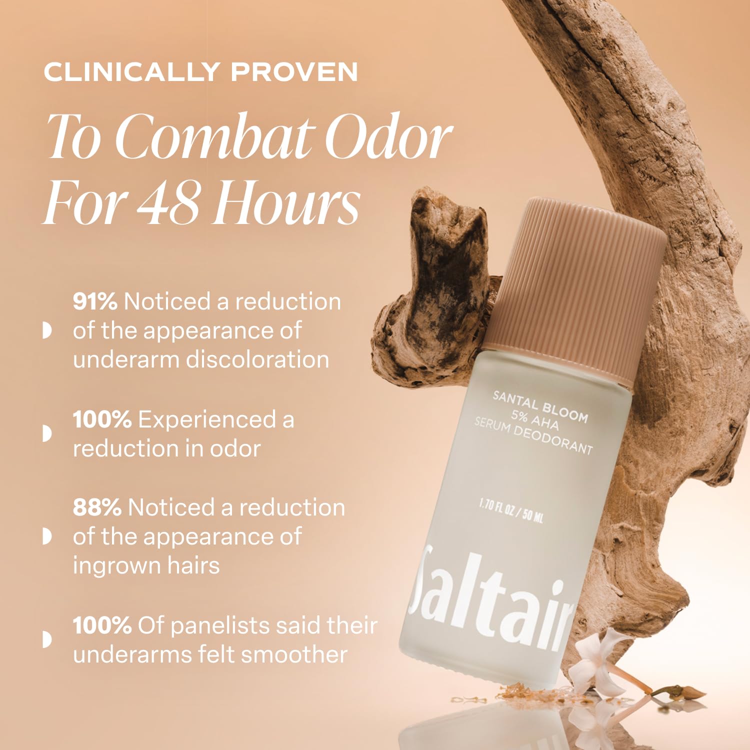 Saltair Serum Deodorant Santal Bloom – 2 Pack, 5% AHA, Aluminum-Free Odor Protection