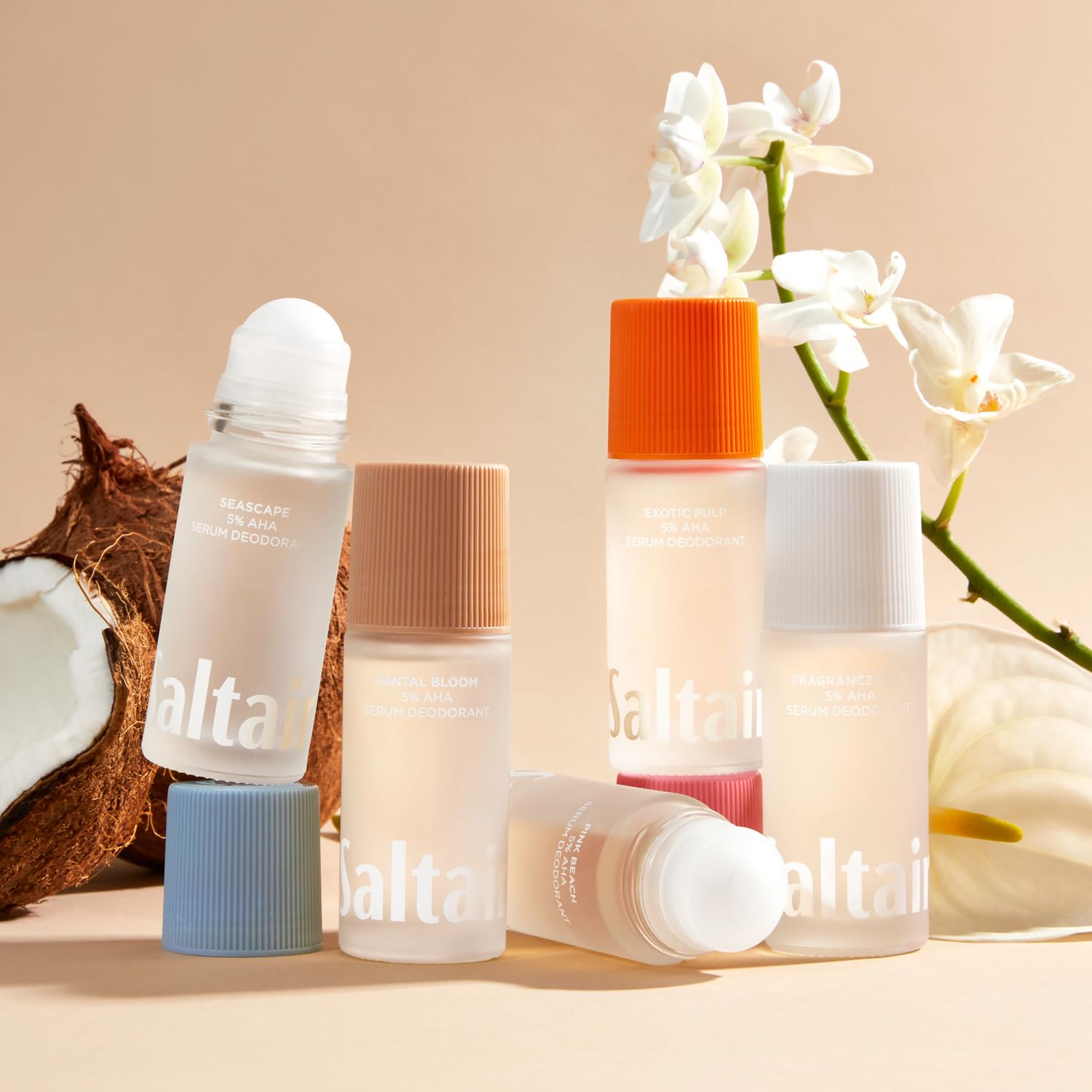 Saltair Serum Deodorant Seascape 2 Pack – 5% AHA Formula, Aluminum-Free Roll-On, 2x1.7oz