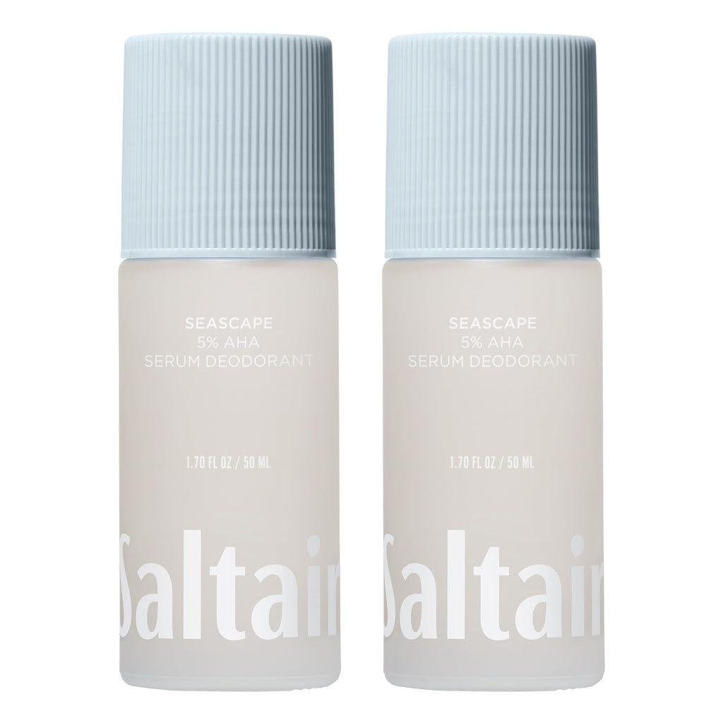 Saltair Serum Deodorant Seascape 2 Pack – 5% AHA Formula, Aluminum-Free Roll-On, 2x1.7oz