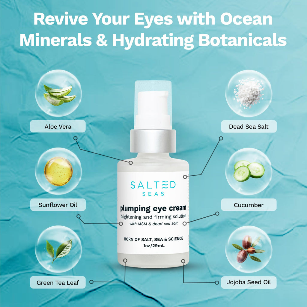 Salted Seas Plumping Eye Cream – Hydrating, Firming & Brightening Under-Eye Treatment | Made in USA