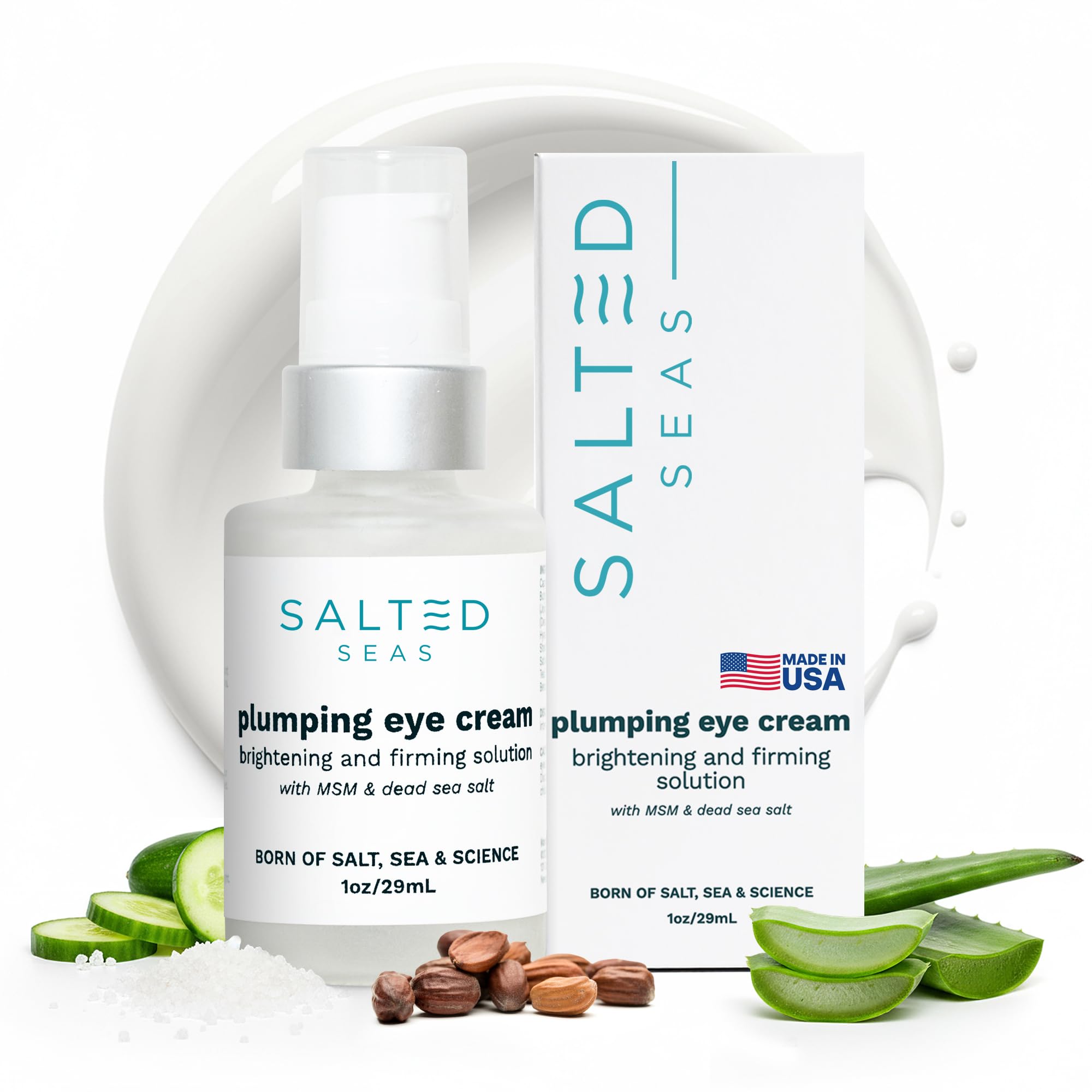 Salted Seas Plumping Eye Cream – Hydrating, Firming & Brightening Under-Eye Treatment | Made in USA