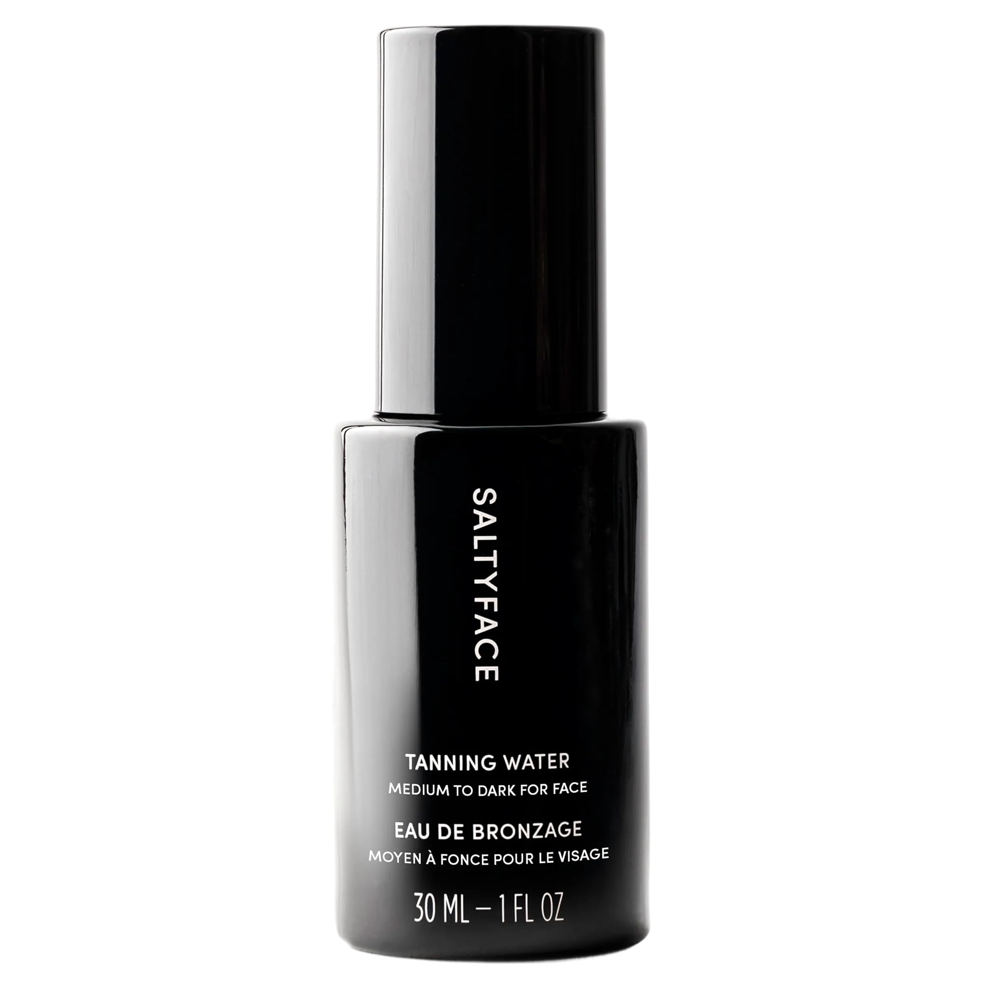 SALTYFACE Tanning Water (Medium to Dark) – Oil-Free, Fragrance-Free Self Tanner for Face, Neck, Ears, Chest