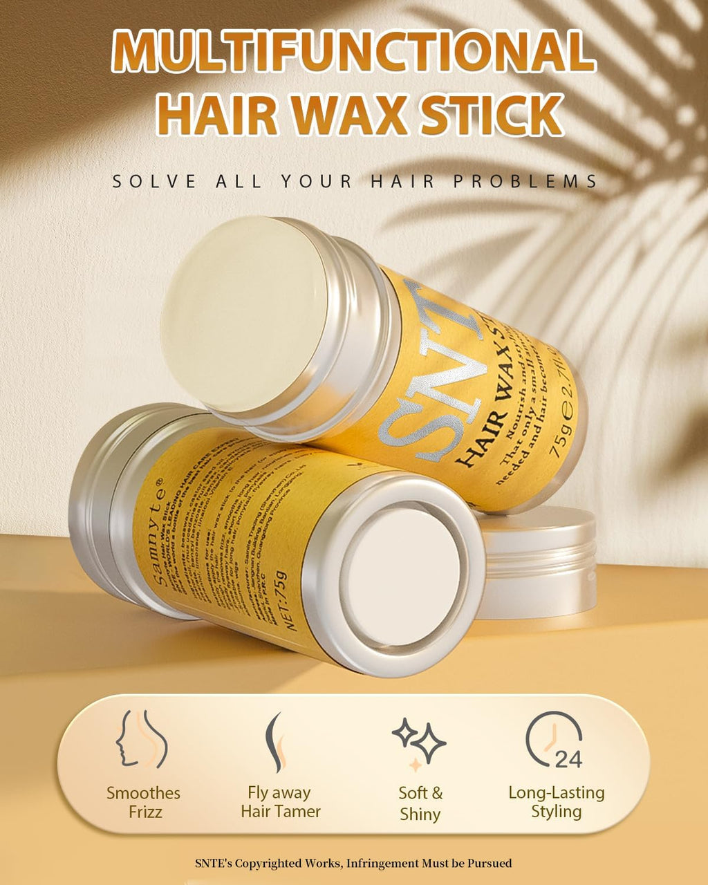 Samnyte Hair Wax Stick 5-Piece Set – Flyaway Tamer, Edge Control, Smoothing for Women, Teens & Kids