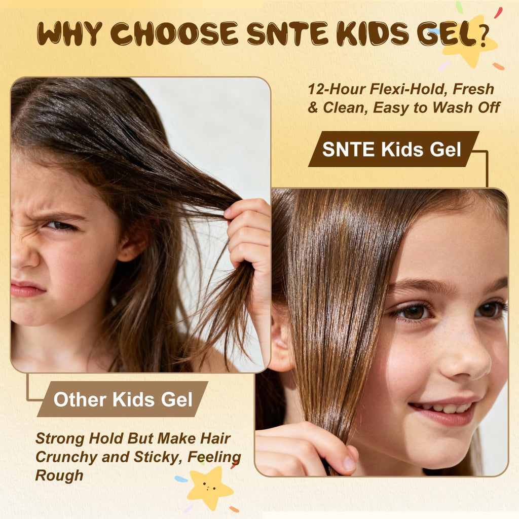 Samnyte Hair Gel for Kids – Flexible Hold, Vitamin E Moisturize & Nourish (3.4 Fl Oz)