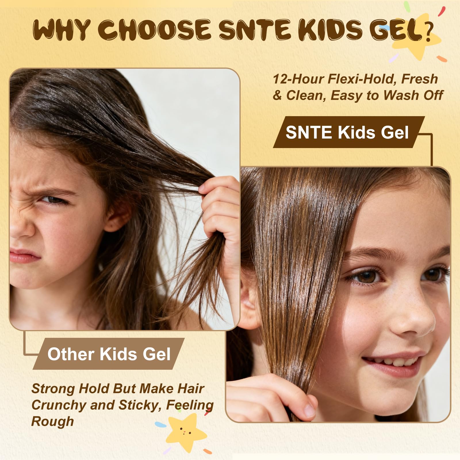 Samnyte Hair Gel for Kids – Flexible Hold, Vitamin E Moisturize & Nourish (3.4 Fl Oz)