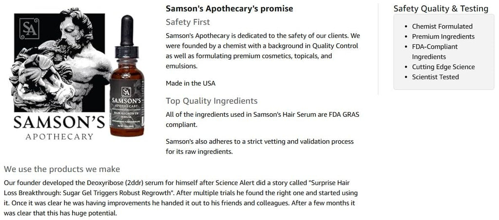 Samson's Hair Regrowth Serum 2dDr 1% Formula – 30mL | Samson's Apothecary