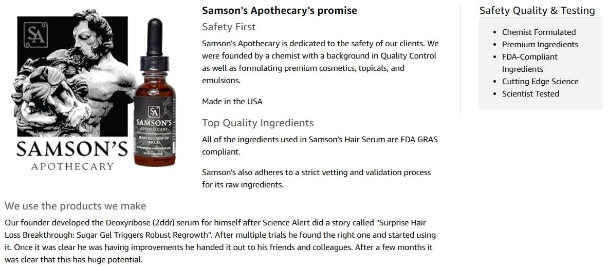 Samson's Hair Regrowth Serum 2dDr 1% Formula – 30mL | Samson's Apothecary