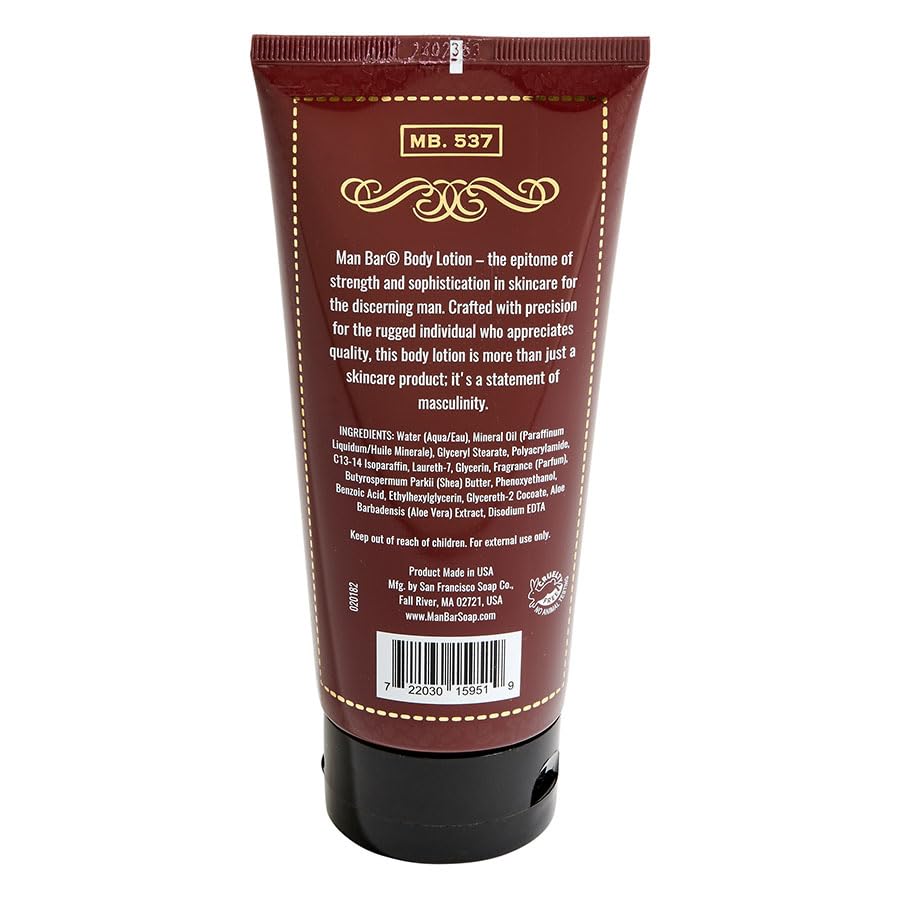 San Francisco Soap Company Man Bar Lotion: Exotic Musk & Sandalwood (6 oz) | Long-Lasting Hydration